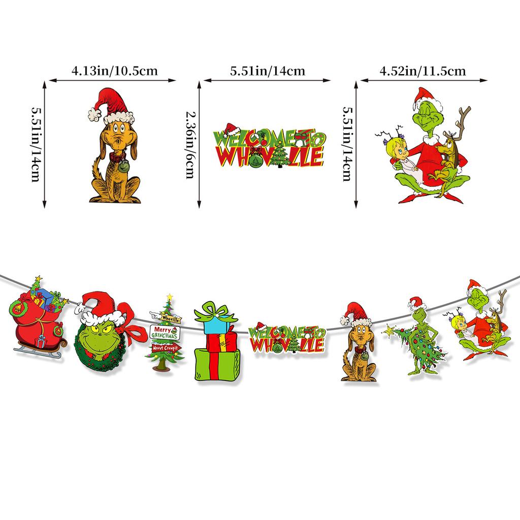 Weihnachten Grinch Themenparty Dekoration Buchstabe La Flagge Willkommen in Whoville Banner