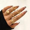 Sada prstenů s českým zlatým řetízkem pro ženy Fashion Boho Coin Snake Moon Rings Dárkové šperky Party Trend