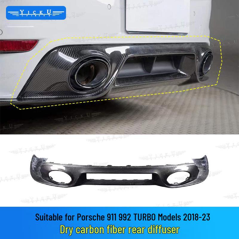 SD Style Dry Carbon Fiber Aerodynamic Kit for Porsche 911 992 Turbo: Front Lip, Rear Lip, Side Skirts, Rear Spoiler