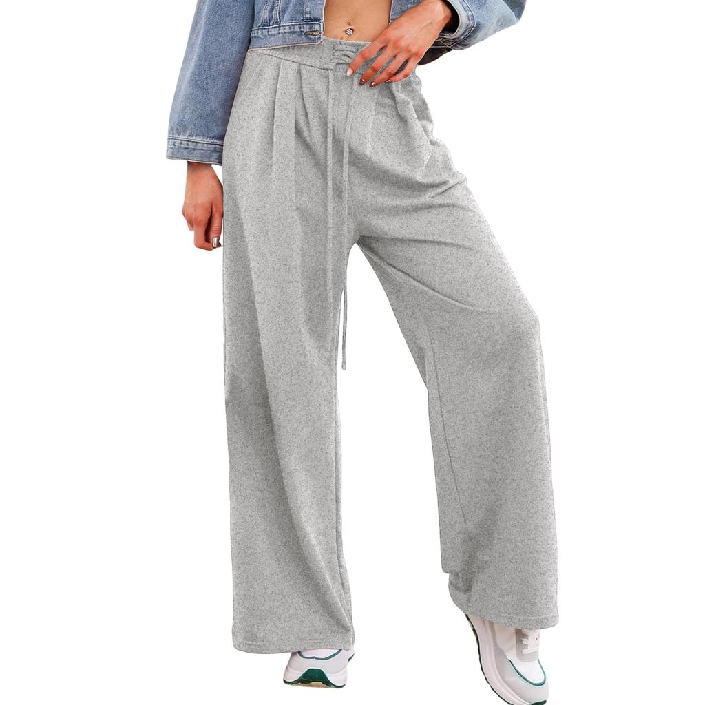 Women's Casual Relaxed-Fit Design Drawstring Waist Elastic Trousers