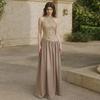 2026 European and American spring fashion new woven gold fabric splicing satin sleeveless dress dress