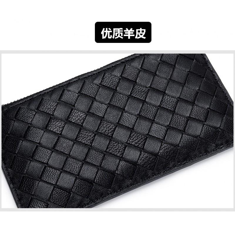 Reine Lammfell Handgewebte Münzbörse Clutch Tasche Leder Lose Geld Geldbörse Karten