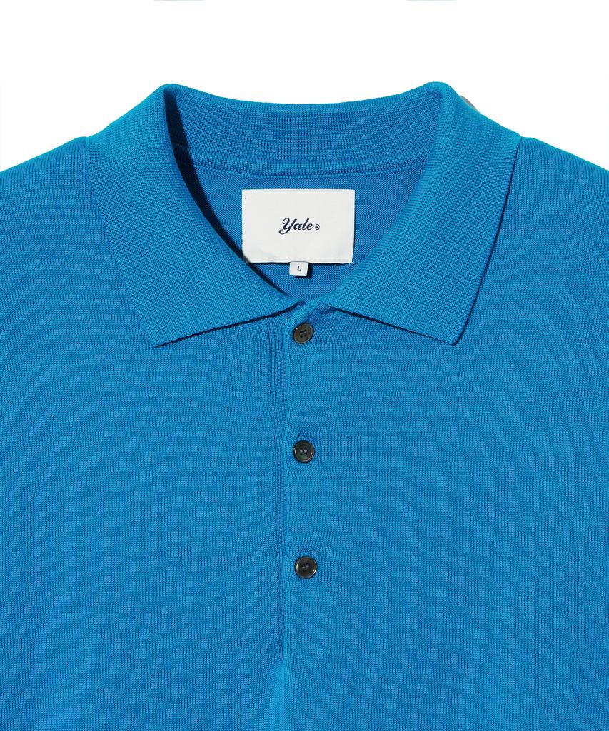 YALE Supima Cotton Short Sleeve Polo Knit Ocean Blue