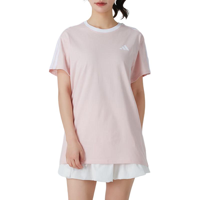 New Adidas BOYFRIEND Regular T Shirt Women's Light Pink/White JY7614