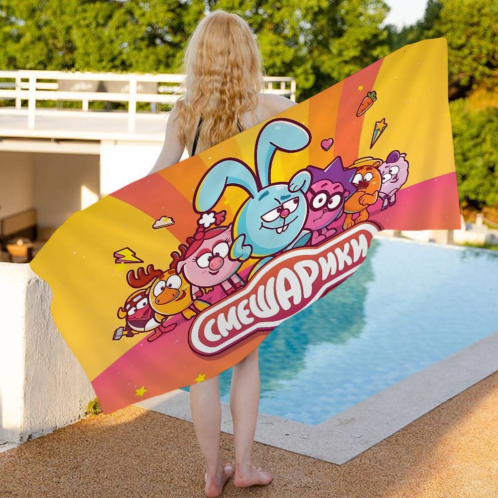 Cartoon Animation Popular S-Smeshariki Anime Beach Swimming Towel Absorbent Washcloth Children's Gifts For Travel Camping Gym