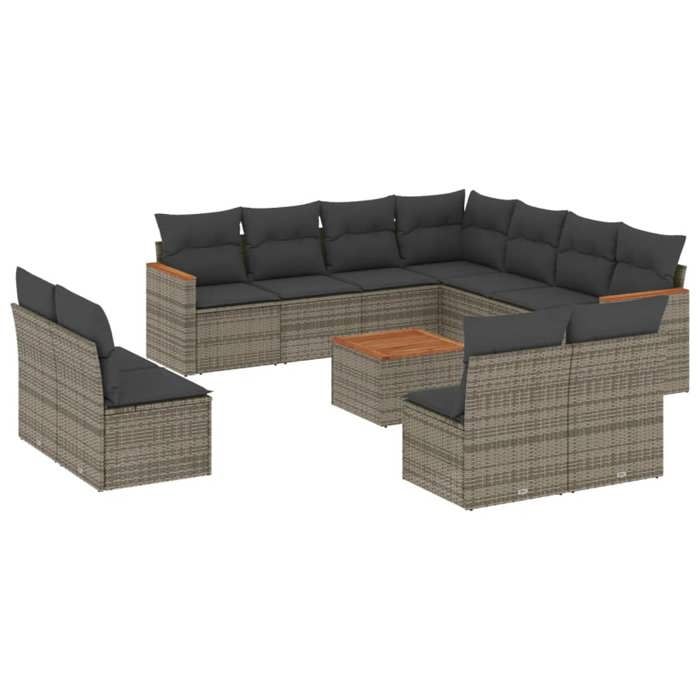 VidaXL Salon de Jardin avec Coussins 12 pcs, Canapés de Terrasse, Ensemble de Meubles de Patio, Mobilier d'Extérieur, Gris 3226095