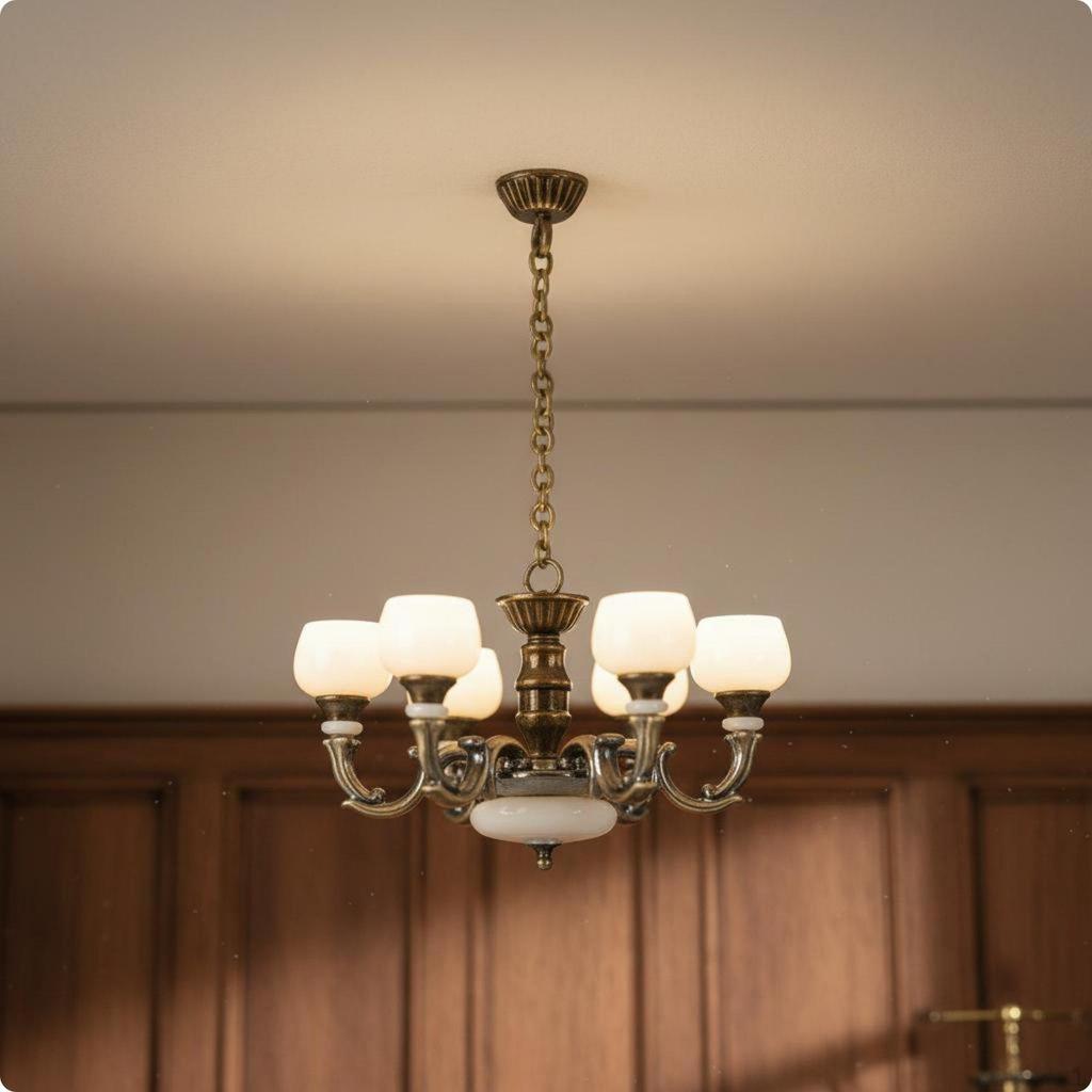 Dollhouse Overhead Lamp Alloy Material Chandelier Micro Scene Prop Vintage