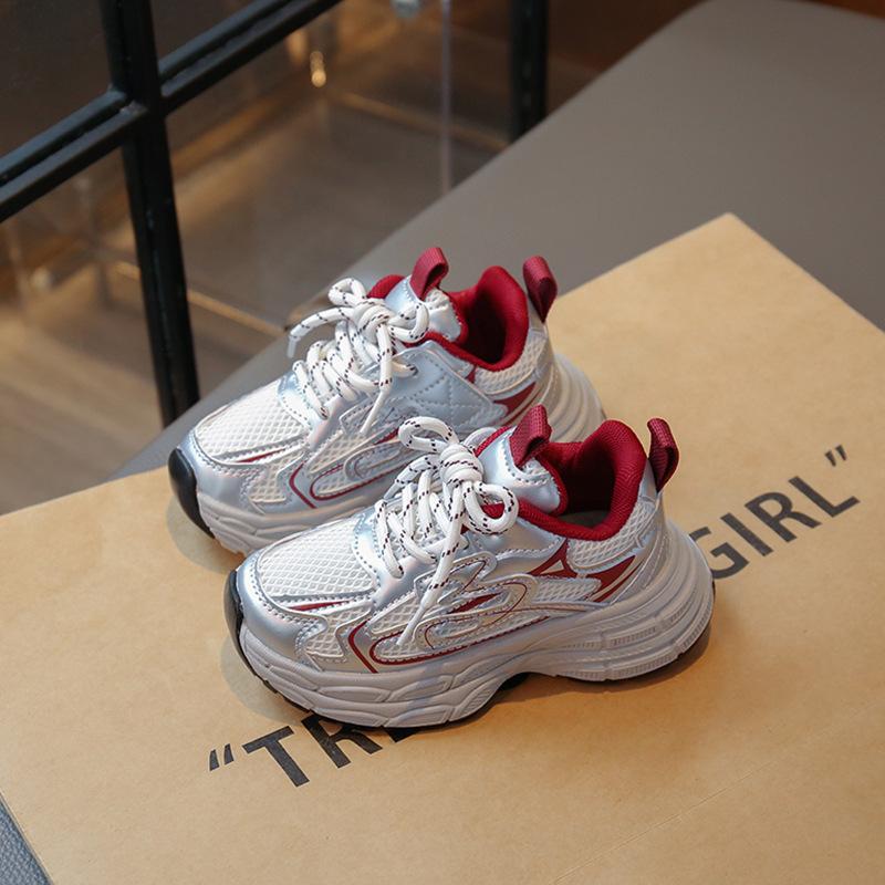 Girls' sneakers 2025 spring and autumn new children's lightweight dad shoes boys' mesh breathable running shoes trendy brand