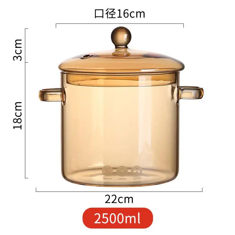 High Borosilicate Glass Saucepan for Cooking, Clear Cooking Pot, Gas Open Fire, High Temperature Resistant, Cookware, New, House