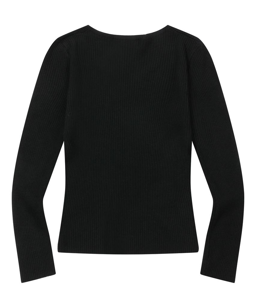 Mucent Madol V-Neck Crop Ribbed Knit (3 Colors)