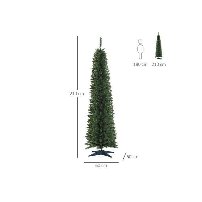 HOMCOM Sapin de Noël artificiel Sapin artificiel, support inclus Étoile de Noël 2,1 m, vert