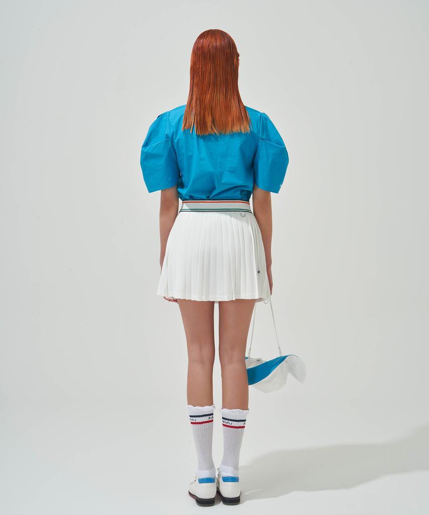 Candini Ivory Elastic Banded Pleated Skirt