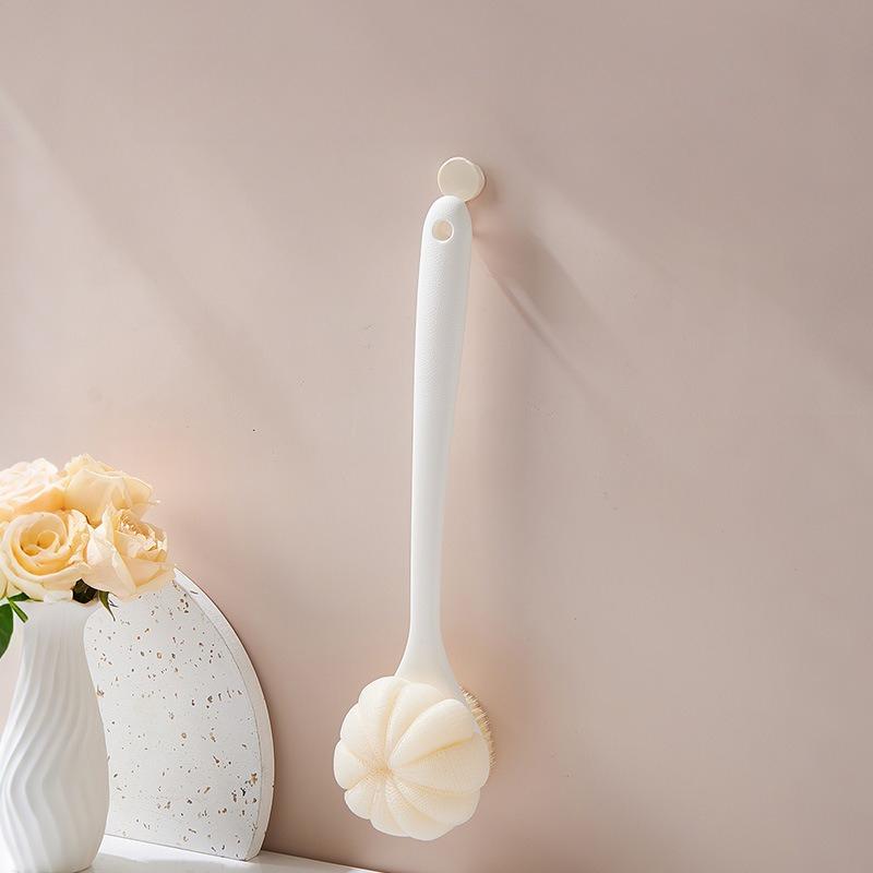 Bath Brush Rub Back Soft Hair Bath Ball Rub Mud Double-sided Two-in-one Wipe Back Lazy Long Handle Bath Brush белый