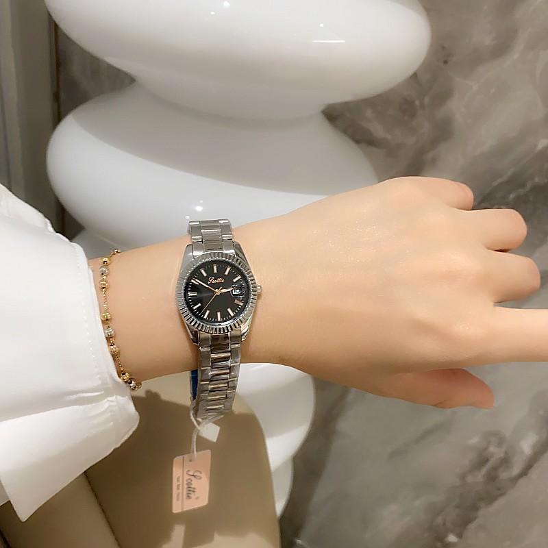 Fashion Ladies Watch Steel Belt Calendar Simple Wind Watch Femininity Personality Quartz Watch