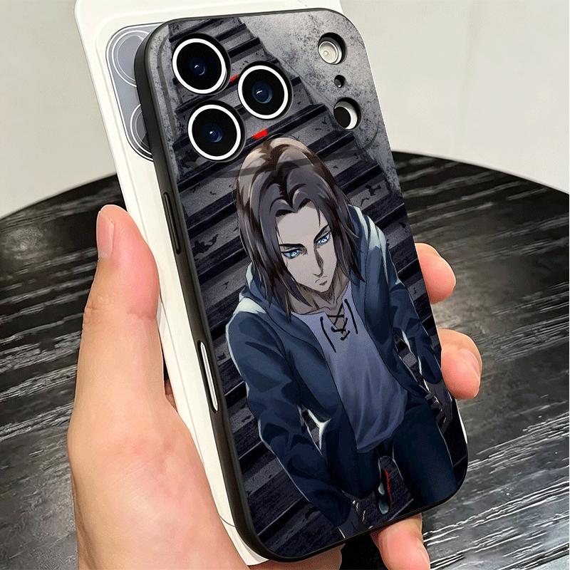 A-Attack On T-Titan Eren Yeager Soft Phone Case for iPhone 16 16E 17 Air 15 Pro Max 14 Plus 13 Mini 11 12 7 Black Cover Back She