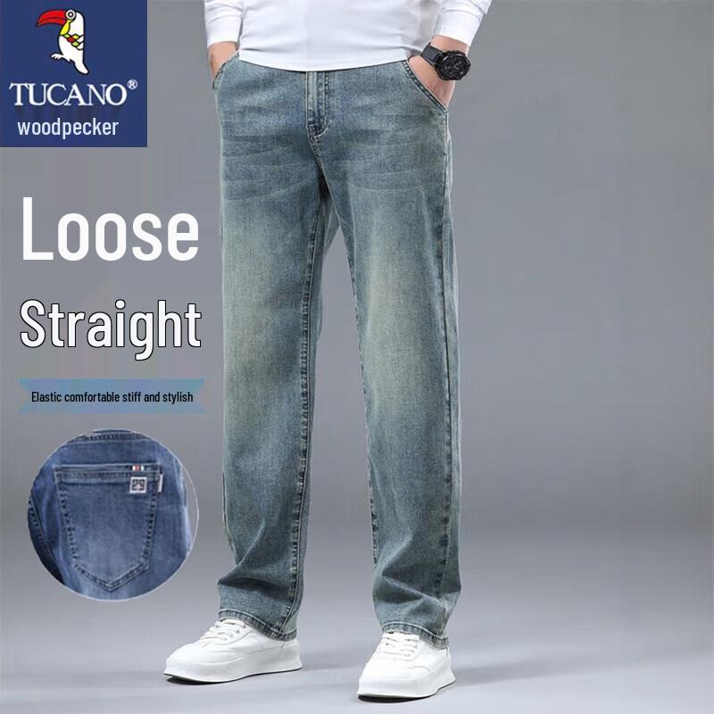 

TUCANO Men s Loose Fit Straight Leg Casual Jeans 29