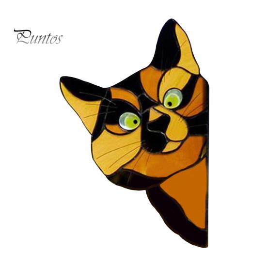 Sunlight Catching Cat Sticker Stained Glass Window Cling, Vintage Colorful Kitty Decal, Removable Static Decor for Door Wall Car, UV-Resistant