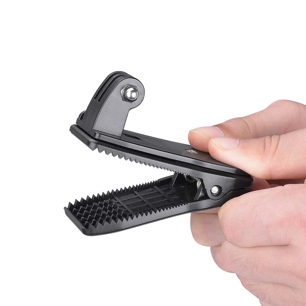 Holder with clip for attaching a GoPro action camera