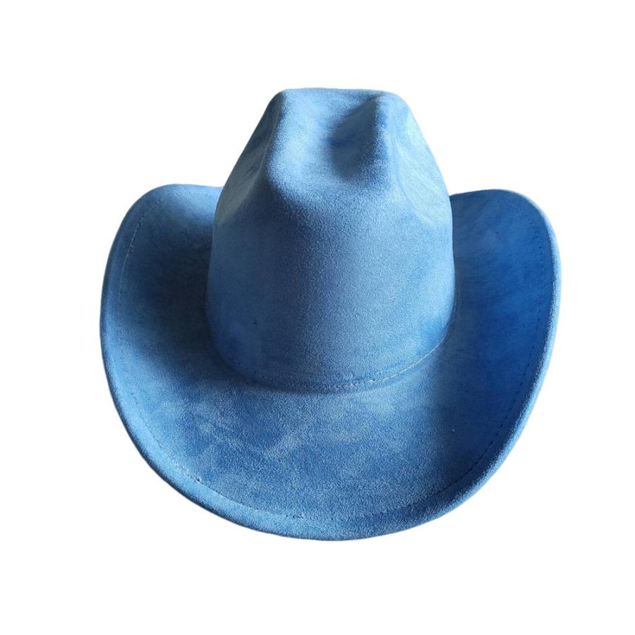 Cow Head Belt Suede Leather 7.5Cm Western Cowboy Fedora Hat Women'S Men'S Church Jazz Hat Fashion Travel Party Hat Denim Hat