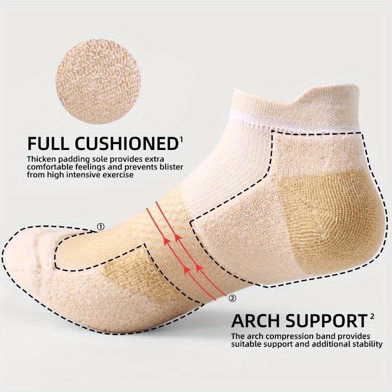[5 Pairs Athletic Socks] 5 Pairs Women's Ankle Athletic Socks | Cushioned, Breathable Polyester, Low Cut Tab | All-Season Sports Socks for Running