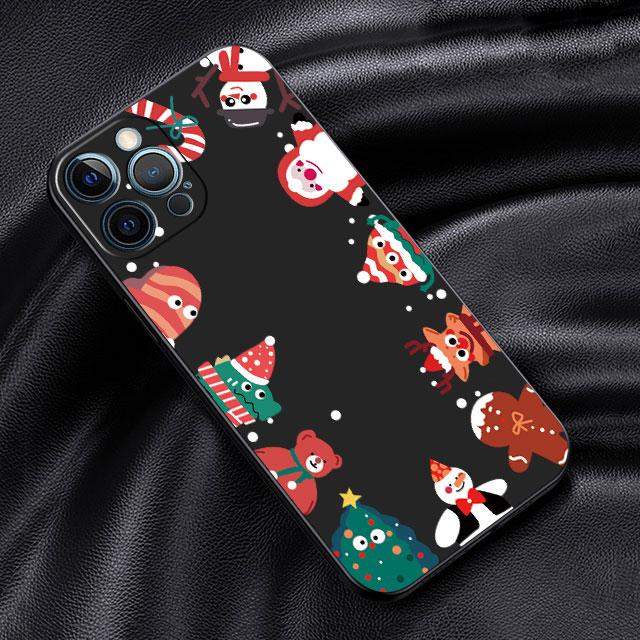 Fall für Apple iPhone 14 13 11 12 Pro 7 XR X XS Max 8 Plus 6 6S SE 2022 13Pro Schwarz Soft Phone Funda Weihnachten Weihnachtsmann Elch
