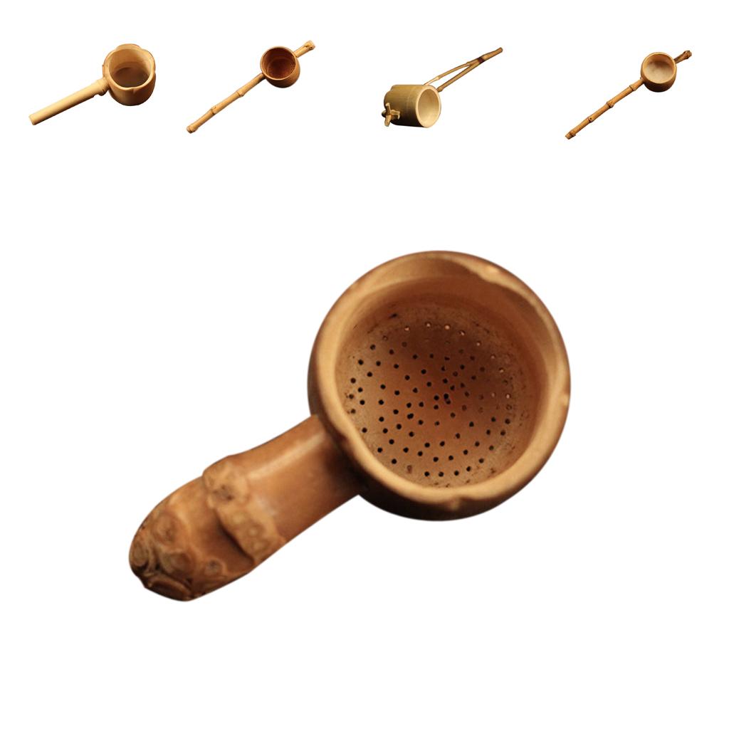 Bamboo Tea Infuser Strainer Mesh Filter Spoon Spice Cup