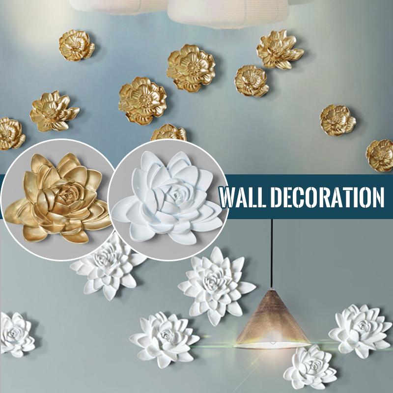 Szykowna 3D Biało-Szara Żywica Lotos Piwonia Kwiat Wiszące Ozdoby Styl Europejski Sztuka Dom TV Ściana Tło Dekor Rzemiosło Prezent