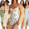2023 Sommer Blumen-Spalt-Trägerkleid - Europäischer & Amerikanischer Stil