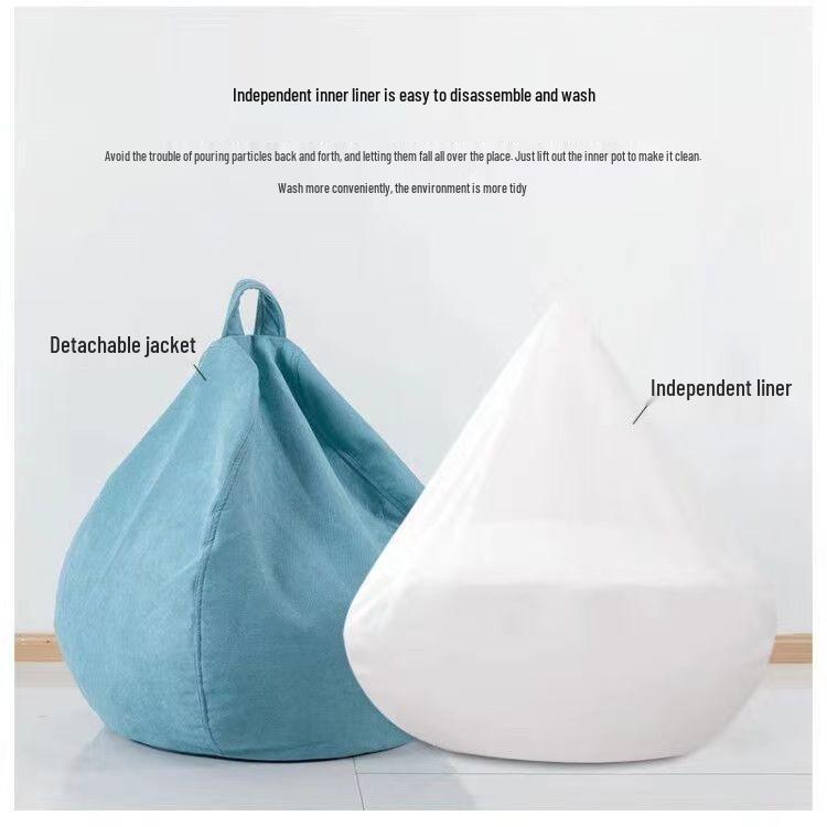 Children's Cotton & Linen Bean Bag Chair and Footrest Cover Set