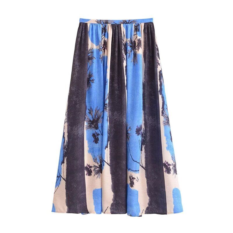 Fashion Style 2024 Spring/Summer New Arrival Women's Clothing High Waist All-Matching Ruched Printed Dress Skirt 2516074 330