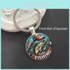 Modern Minimalist Glass Keychain With Fish Pattern Jewelry For Gift Giving