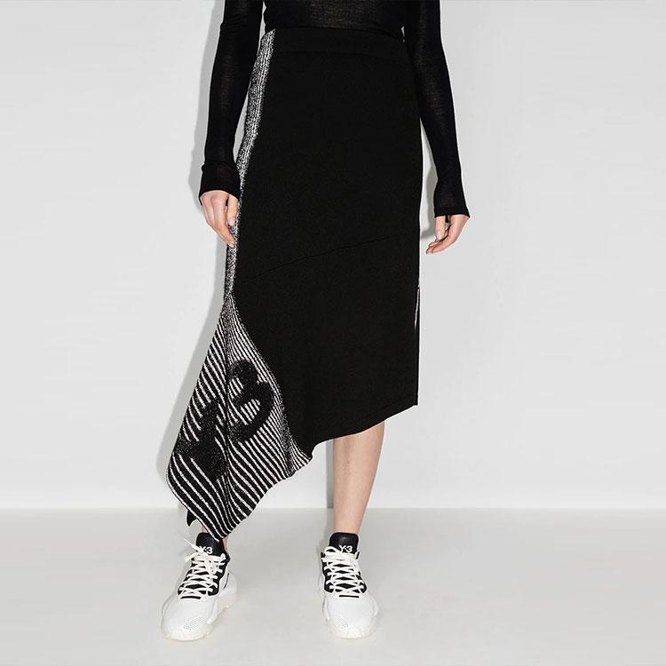Y-3 Logo Irregular Reflective Knitted Skirt Women skirts Black GT5282