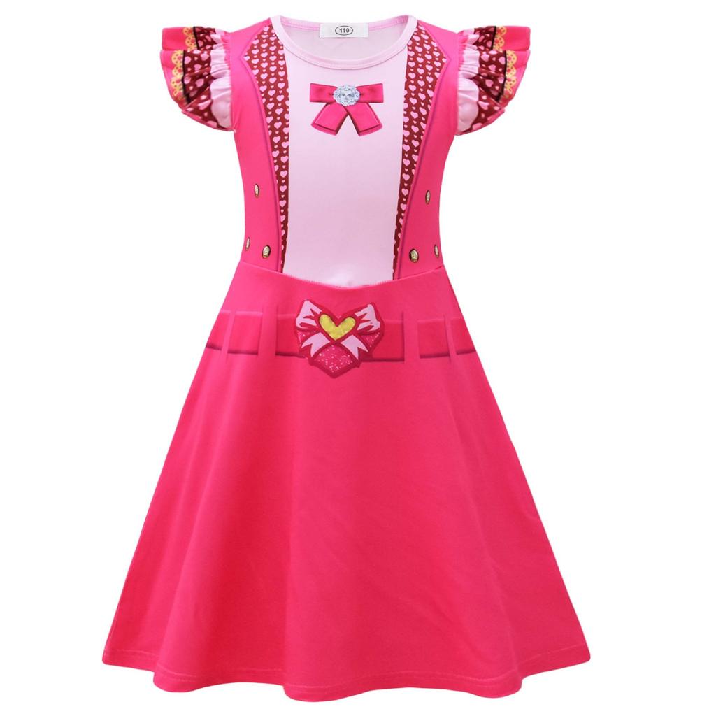 Kids love-Descendants5 Princess Pink Costume Queen Red Print Dress for Girls Halloween Fantasia Clothing Children Carnival Party Suit