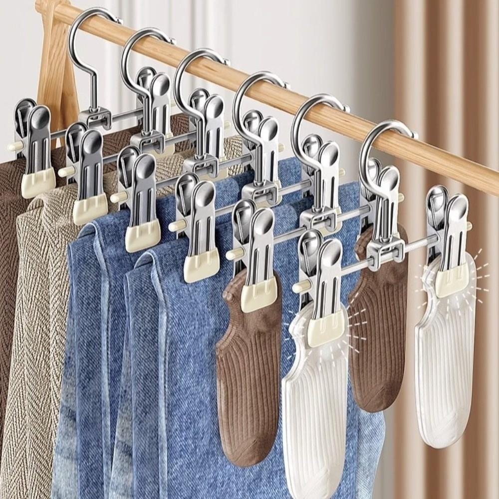 30pcs Double Clip Clothes Drying Hanger 360° Rotatable Storage Clips Pants Hanger  Laundry Hanger