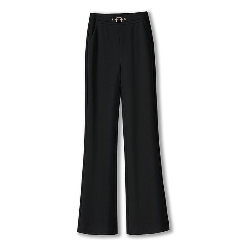 

2026 Spring/Autumn Women s Black Thickened Micro-Flare Pants - Elegant and Stylish for Moms, Available in Purple 28/L for 105-115 lbs