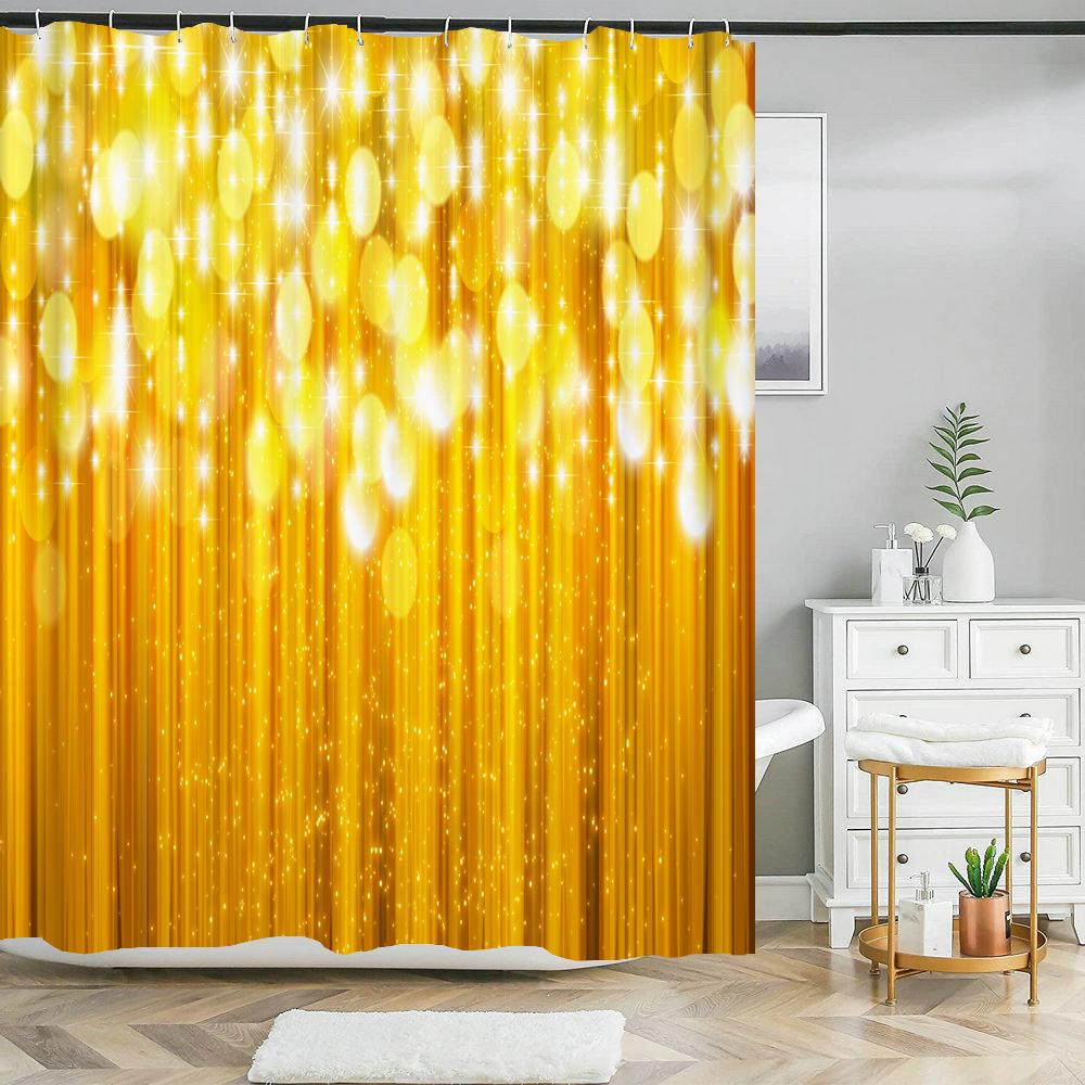 Colorful Rainbow Stripes Printed Shower Curtain Sparkling Diamond Bathroom Curtain With Hook Waterproof Polyester Bath Screen