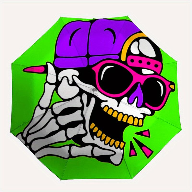 

1pc Colorful Skeleton Artwork Automatic Opening/closing Umbrella with Auto Open/Close, Windproof, Foldable Sunshade yy250811121