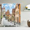 Beautiful Natural Scenery City Town Shower Curtains Bathroom Waterproof Polyester Fabric Bath Curtain Landscape Decor Curtains