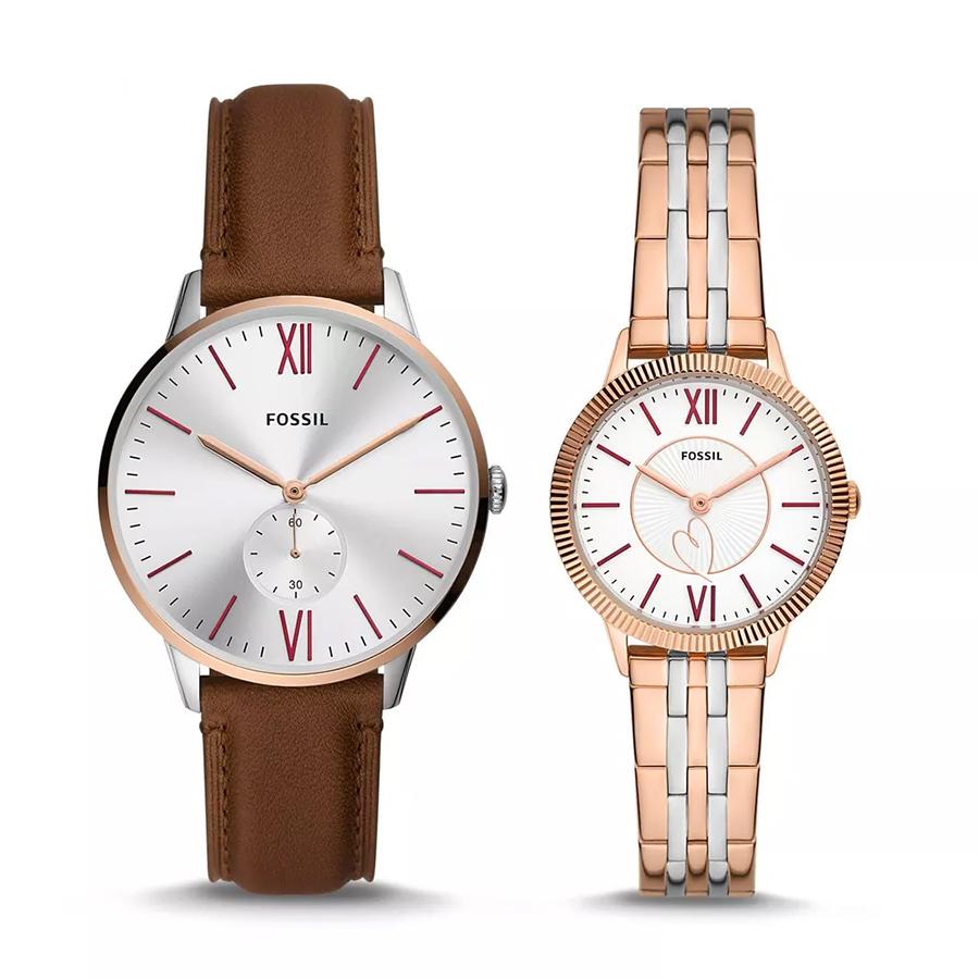 

2-Piece Set Stone Age Edison Casual Quartz Couples Watch ES5176SET, Men s and Women s Leather/Steel Bracelet Watch