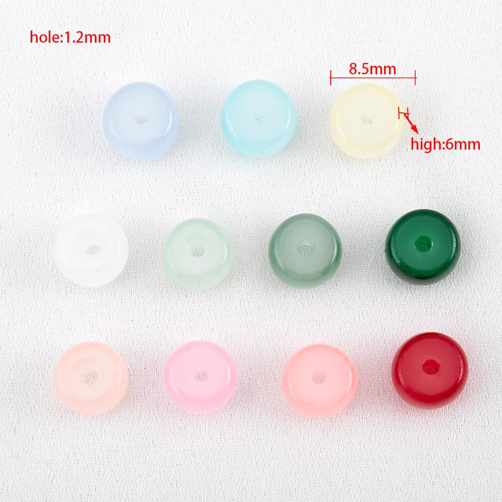 120pcs 8.5mm Colorful Glass Apple Beads Flat Round Cylindrical Spacer Bead DIY Craft Necklaces Bracelet Jewelry Making Materials