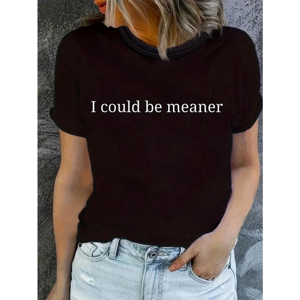 

Women s Fun Slogan T-Shirt Black White Printing Soft Medium Elastic Daily Short Sleeve Shirt Casual Fashion S