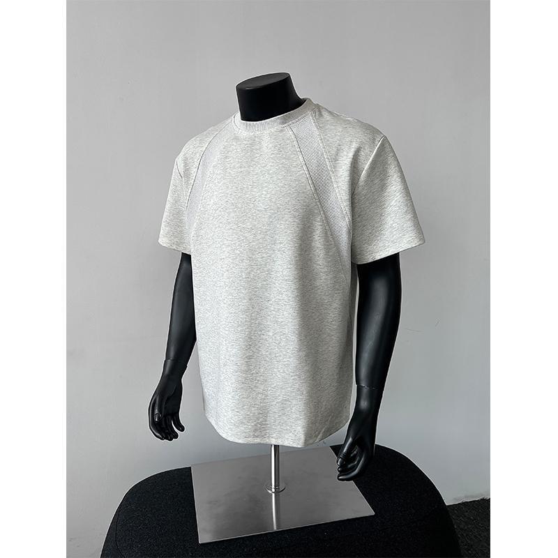 Men's T-shirt, Short-sleeved, Casual Sports Style, Crew Neck Short-sleeved for Men Daily Wear Solid Color Cotton Poly Crew Neck T-shirt for Men