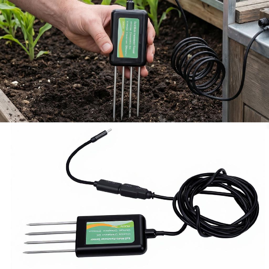 Soil NPK Sensor Multifunction Soil Tester Measures Temperature Humidity EC PH Nitrogen Potassium
