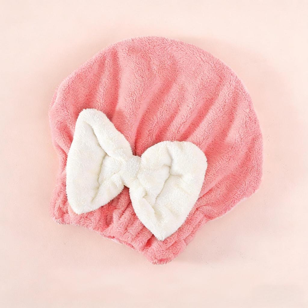 Super Absorbent Quick-Drying Hair Cap with Bow - Cute Towel Headscarf for Women