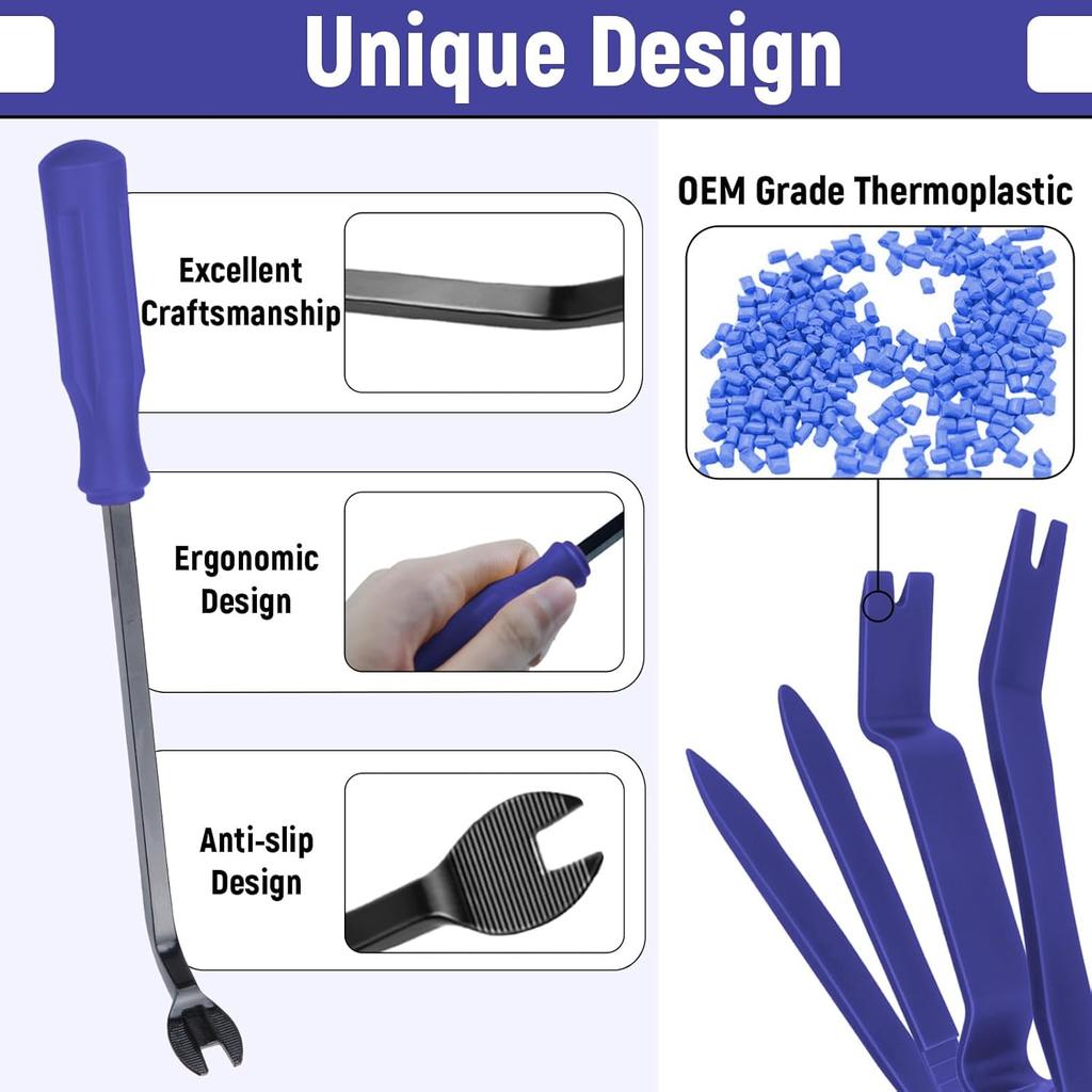 5PCS Auto Trim Removal Tool Kit, Car Accessories Clip Pry Tools Kit No Scratch Plastic, Car Door Panel Rivet Pliers Tool Kit, Interior Fastener