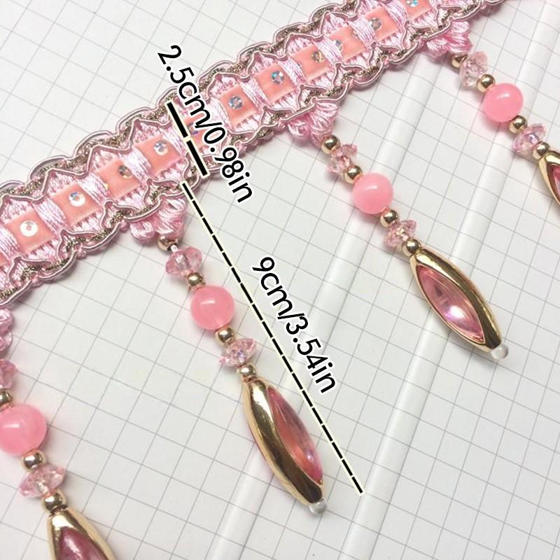 12m Crystal Bead Pendant Tassel Fringe Lace Trim Edge DIY Upholstery Curtain Ribbon  Sewing Curtain Accessorie Lace Decoration