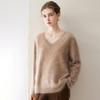 Kang Sai Ni Women's 100% Cashmere Long Brushed Sweater, Old Money Style Knitwear