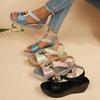 Women’s Platform Sandals Metallic Buckle Open-Toe Summer Shoes