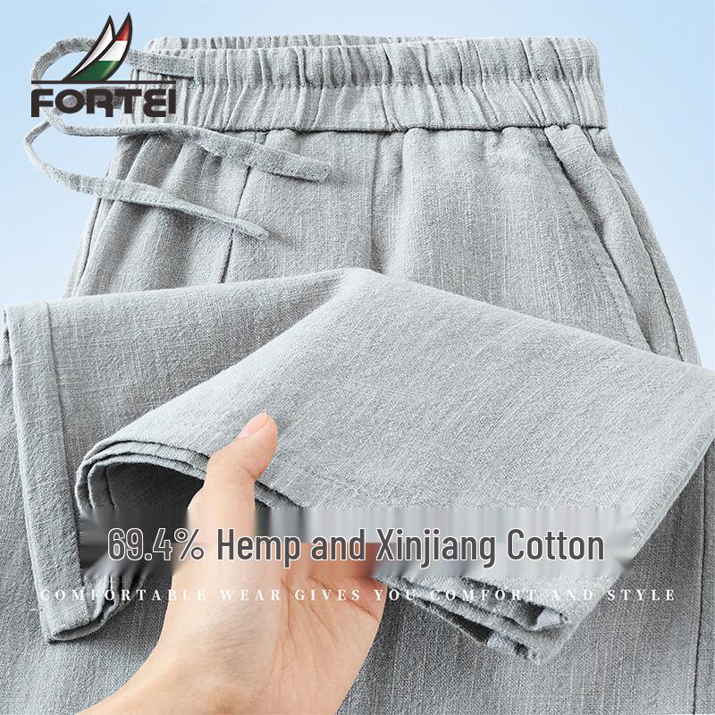 Futing Men s Ramie Cotton Summer Casual Pants 2XL