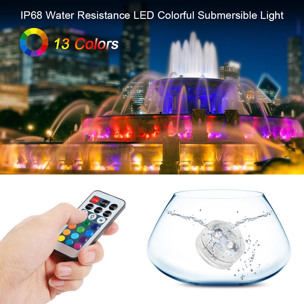 Mini LEDs RGB Submersible Light Colorful Lamp Underwater Candle Light IP68 Water Resistance with